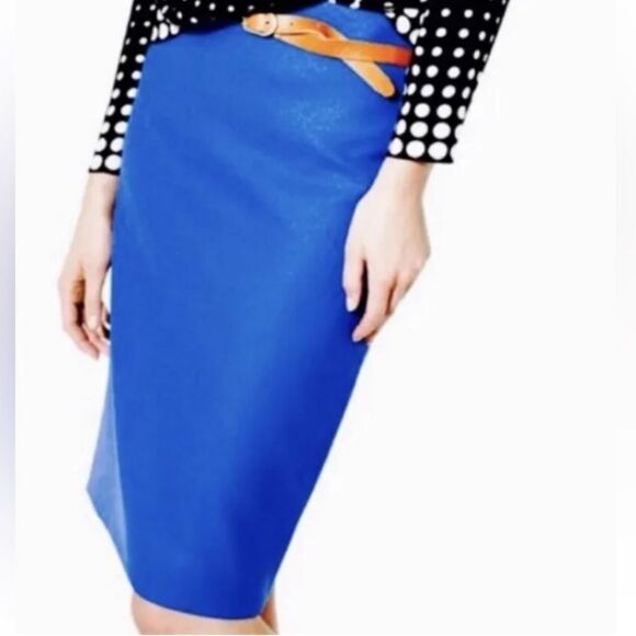 J CREW 100% Wool No‎ 2 Pencil Skirt Royal Blue Knee Length Fitted Lined Size 4 - Picture 4 of 14